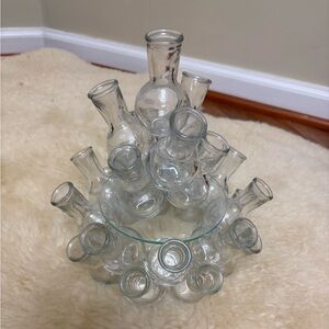 Clear Glass Flower Frog Vase - Multi-Bud Decorative Centerpiece